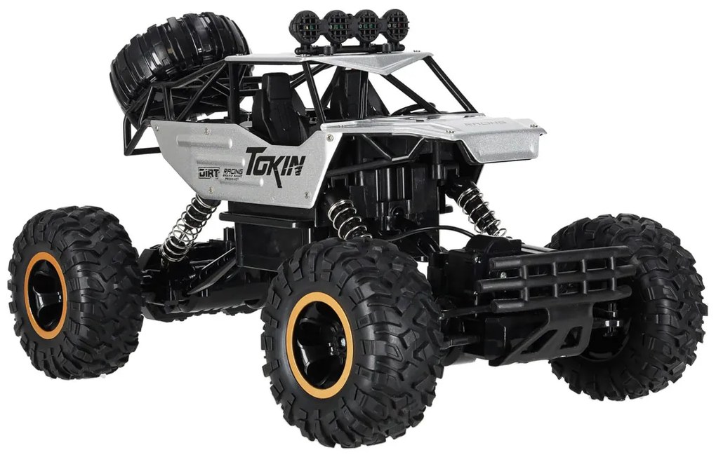 KIK Diaľkovo ovládané RC Rock Crawler 1:12 4WD kovové terénne auto, strieborné