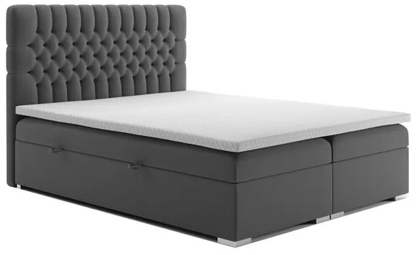 Čalúnená posteľ Celine 180x200, sivá, vr. matraca a topperu