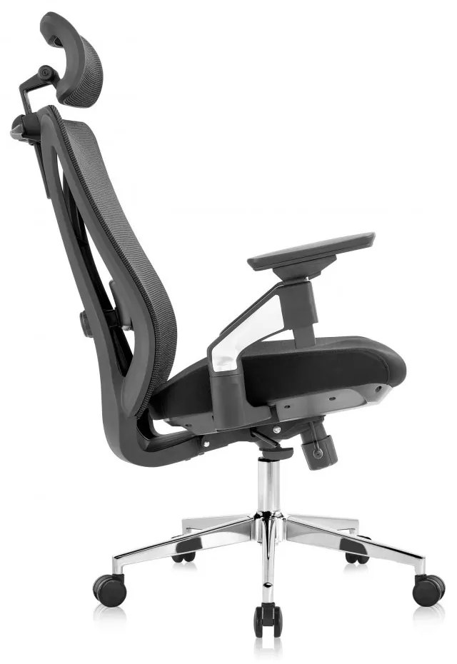 Kancelárska ergonomická stolička Neoseat STEVEN — sieť / látka, čierna, nosnosť 150 kg