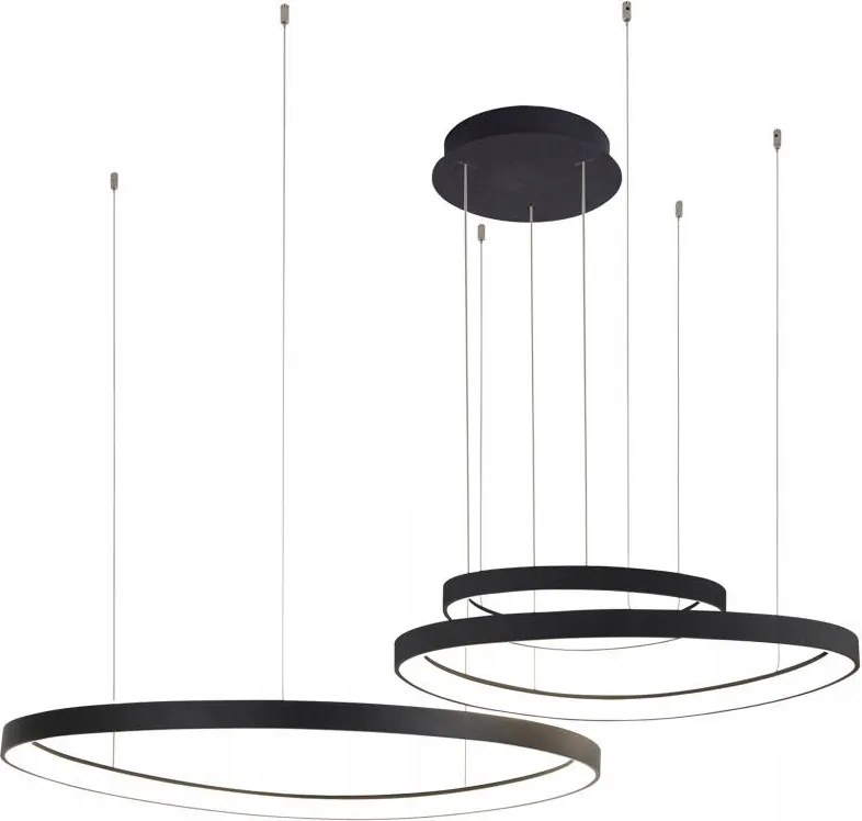 Moderná dekoratívna závesná lampa Amanda Pendant 3 ohýbané kruhy, čierna