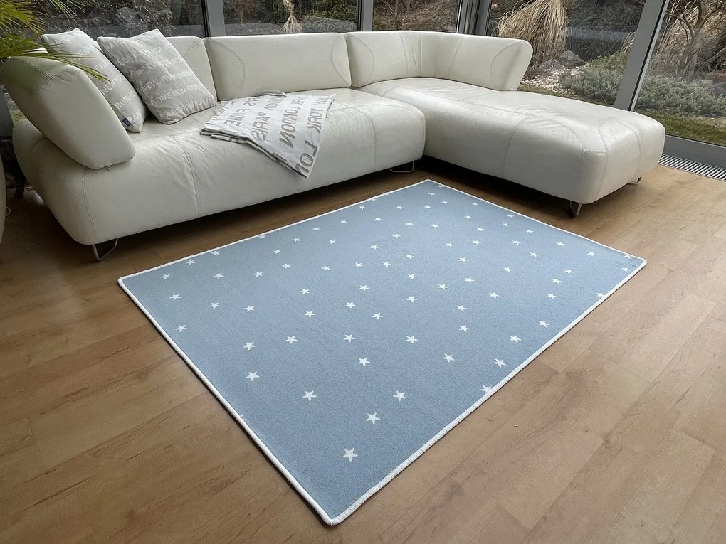 Vopi koberce Kusový detský koberec Hviezdičky modré - 60x110 cm