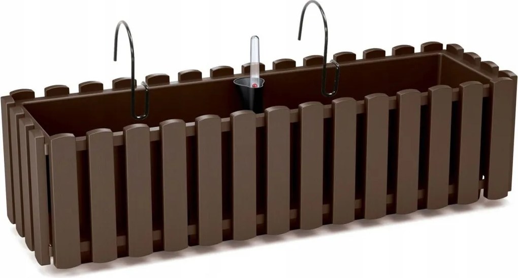 Samozavlažovací plastový balkónový kvetináč DDEF600W 58 cm - hnedá