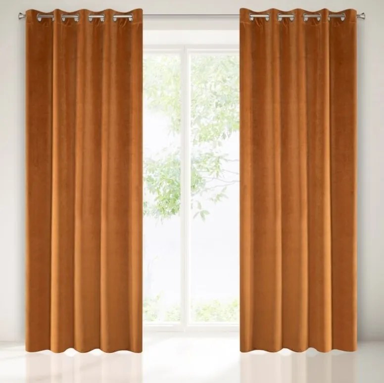 Originálny oranžový záves na kruhy 140 x 250 cm Dĺžka: 250 cm