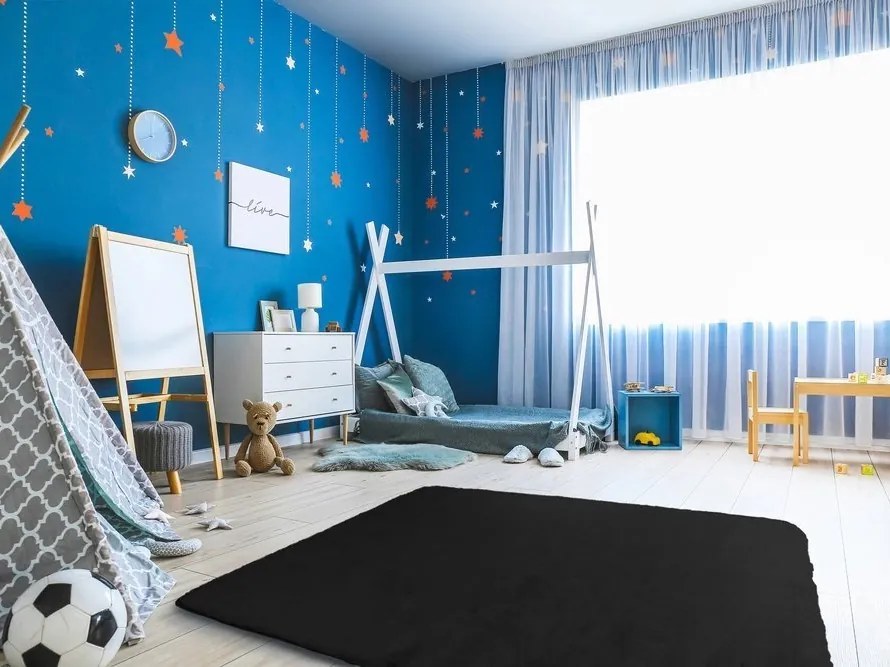 TZ Čierny obdĺžnikový koberec Rabbit Rozmer: 80x150