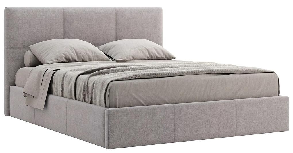 Dvoulůžková čalouněná postel Liliana 180x200 se zvedacím roštem šedá
