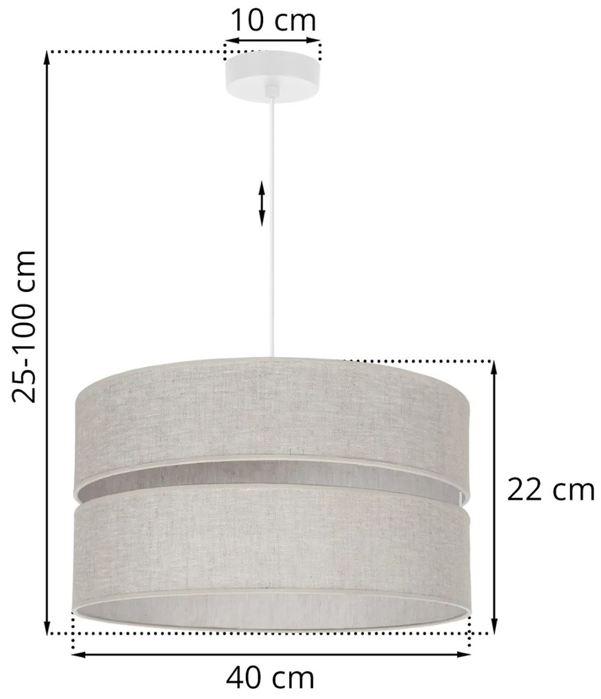 Závesné svietidlo Len, 1x svetlobéžové textilné tienidlo, (fi 40 cm), w