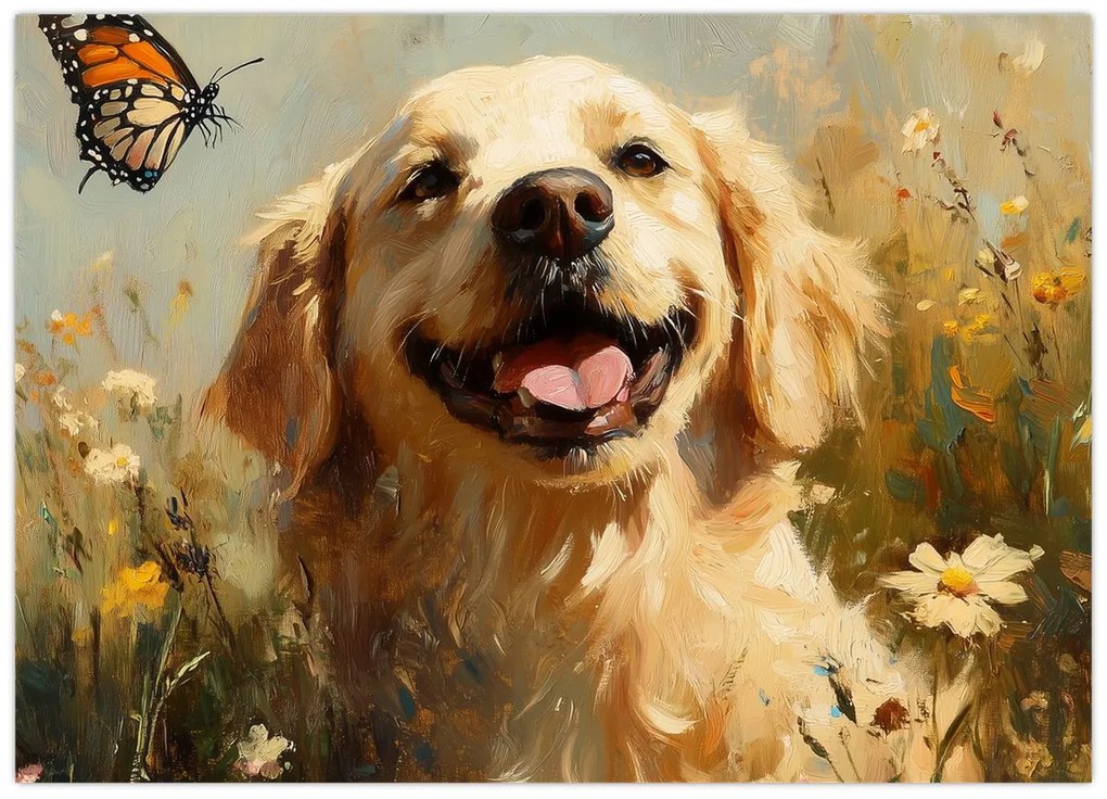 Obraz - Šťastný psík (70x50 cm)