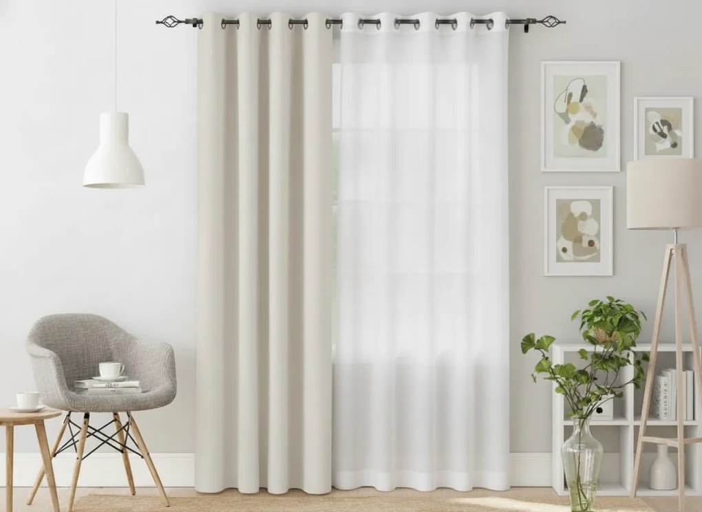 Bielo-krémová záclona OXFORD 140x270 cm Zavesenie: Riasiaca páska