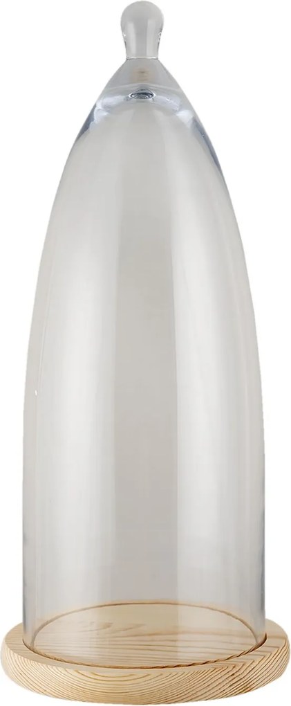 Svetlo hnedý drevený podnos so skleneným poklopom Becca - Ø 24 * 56 cm