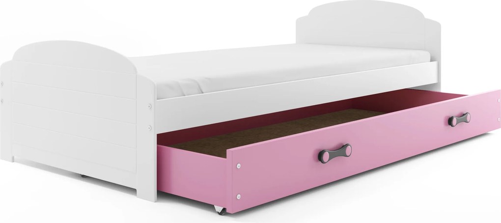 Posteľ LILI 200x90 biela - ružová