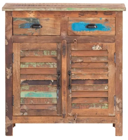 furniture-nabytek.cz - Masívna komoda Wakefield z recyklovaného dreva, lakovaná, viacfarebná – 85×42×90 cm