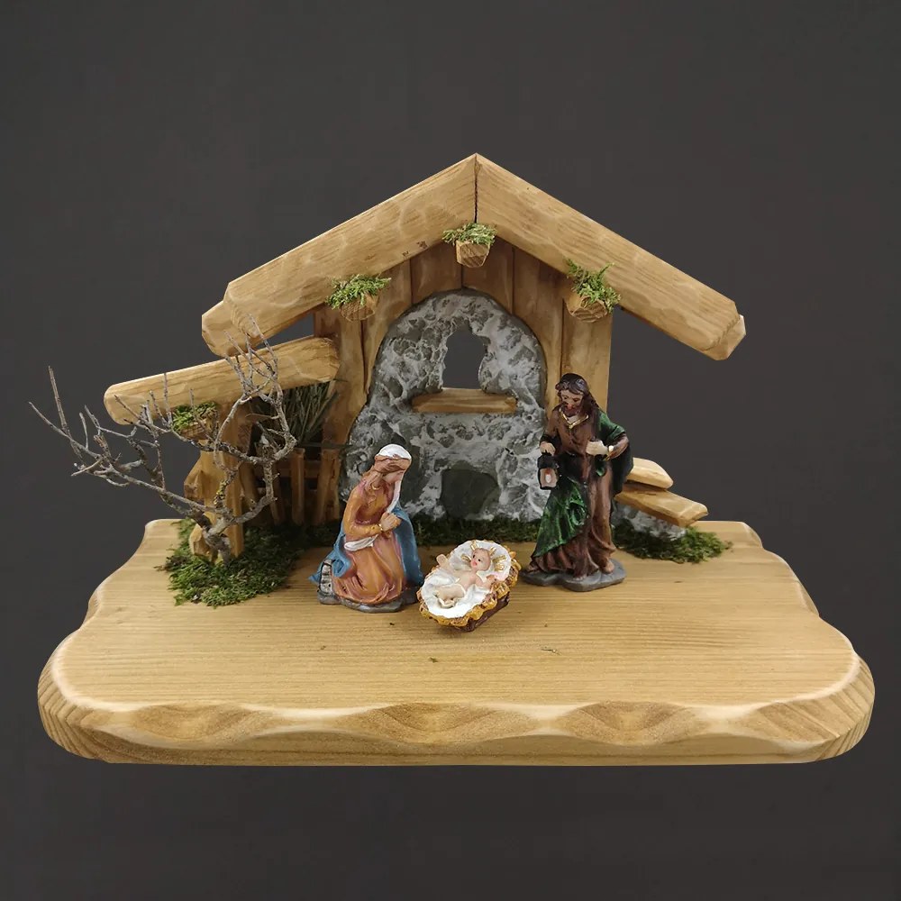 AMADEA Drevený betlehem BEZ FIGURÍK 28 cm, český výrobok