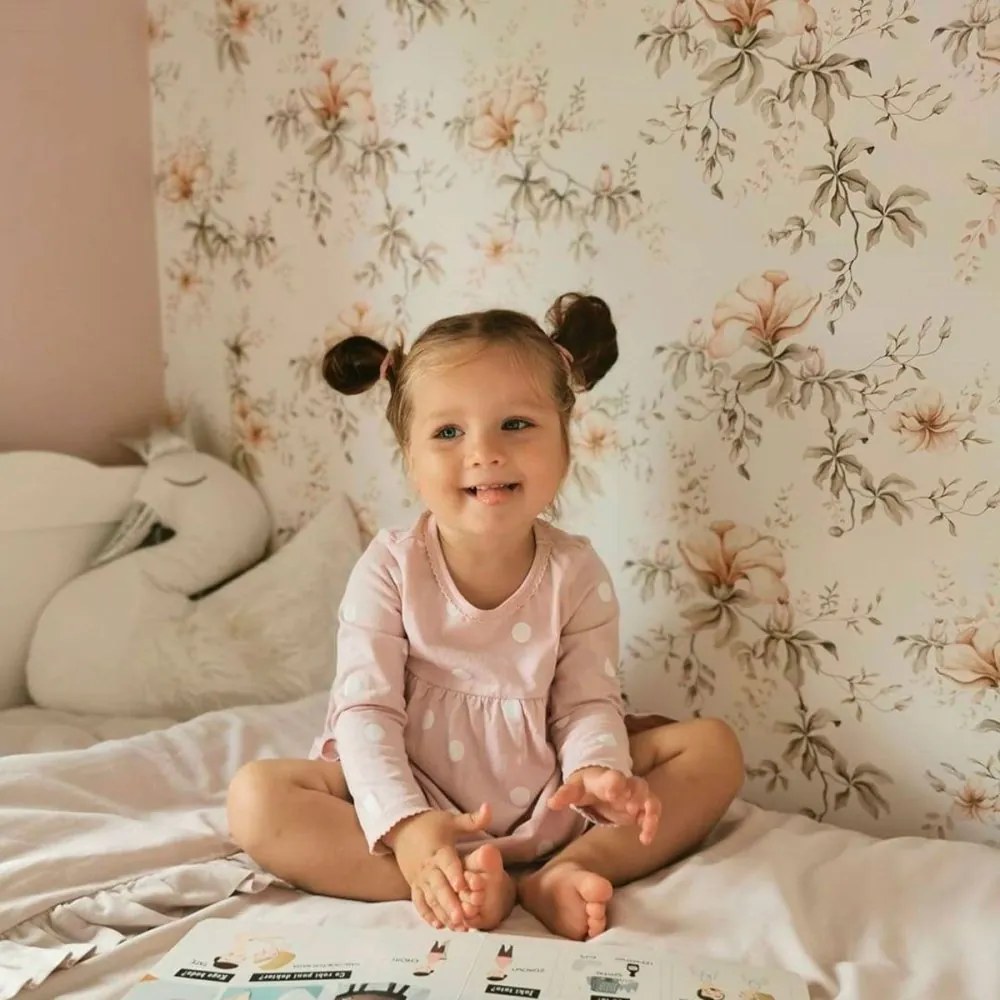 Tapeta divoké kvety biela 280x50 cm