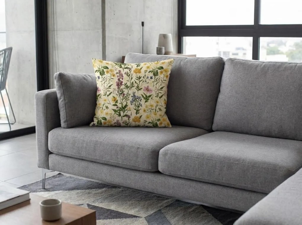 Dekoračná obliečka na vankúš HERBELLE 45x45 cm, krémová