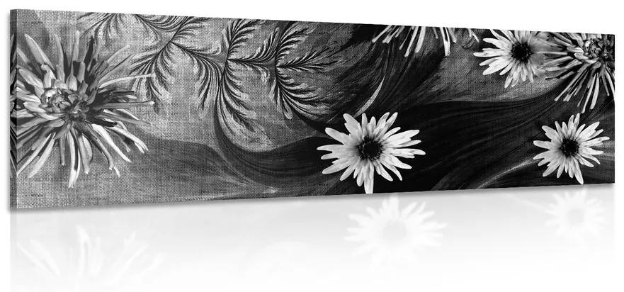 Obraz kvety na čiernobielom pozadí Varianta: 135x45