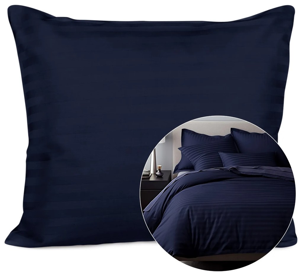 SATÉNOVÁ OBLIEČKA NA VANKÚŠ CIZGILI NAVY BLUE 50X60 CM EXCLUSIVE TMAVOMODRÁ