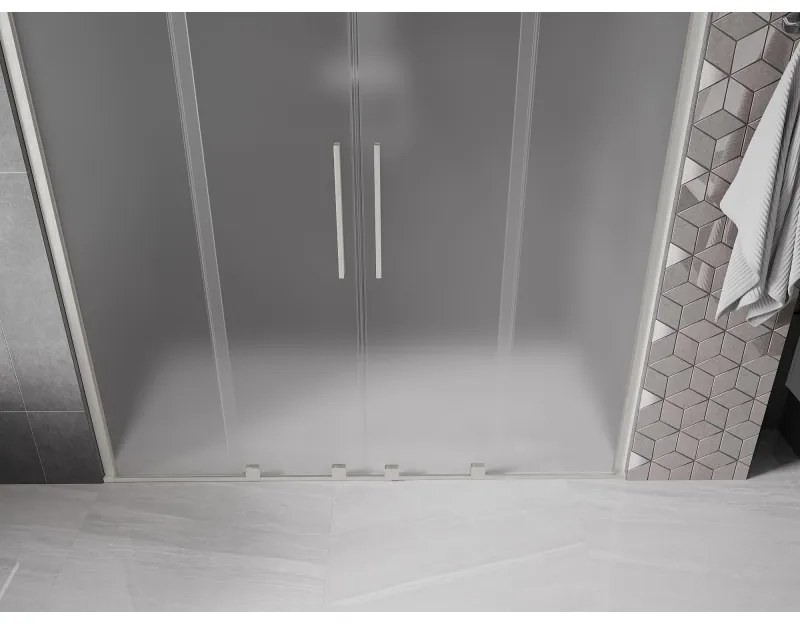 Mexen Velar Duo, posuvné sprchové dvere do otvoru 180 cm, 8mm sklo námraza, brúsená oceľ, 871-180-000-32-97