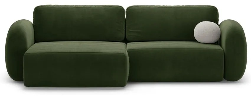 Zelená zamatová rozkladacia/s úložným priestorom rohová pohovka Tonale – Cosmopolitan Design