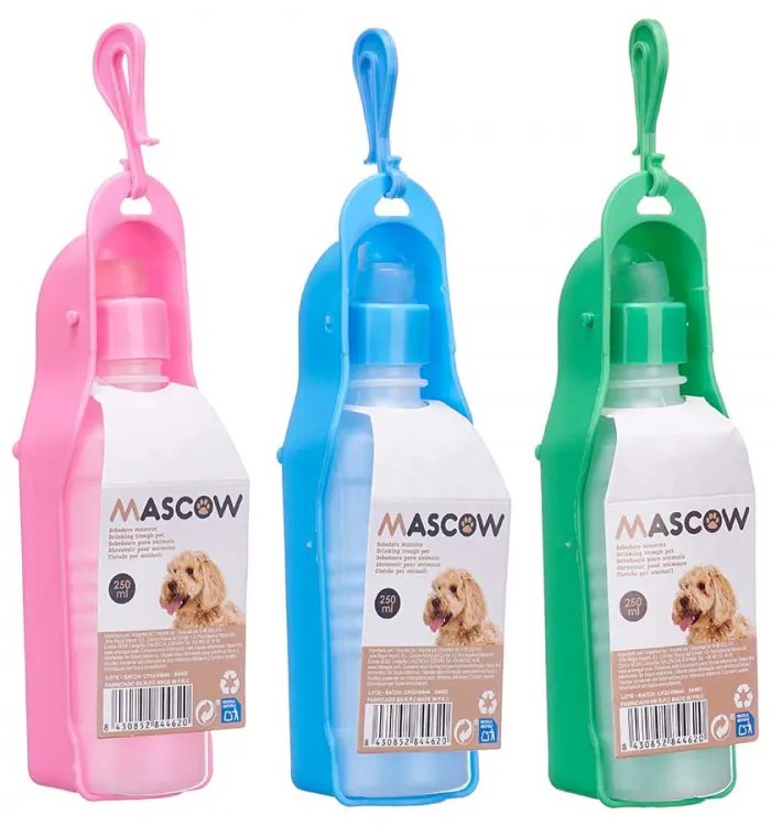 Cestovná fľaša s miskou pre psov 250 ml ANIMAL, modrá