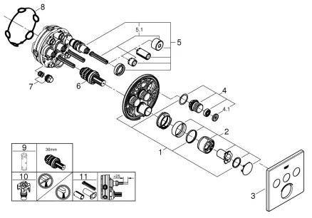 GROHE 29149000 - Krytka podomietkovej batérie SMARTCONTROL 158 × 158 mm chróm