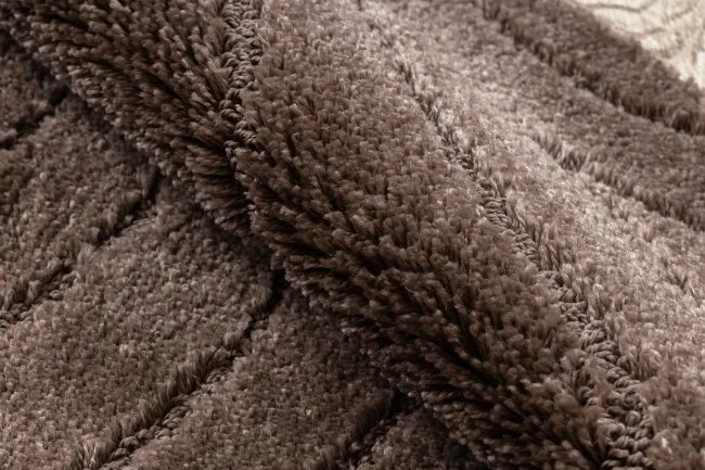 Kúpeľňový koberček SUPREME WAVES vlny, hnedý kruh