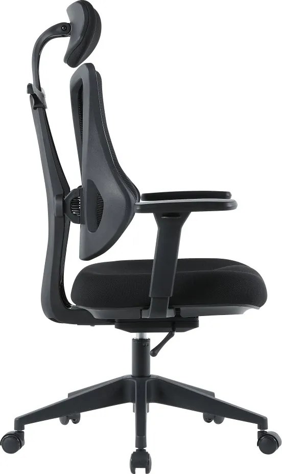 Kancelárska ergonomická stolička MORA — sieť / látka, čierna