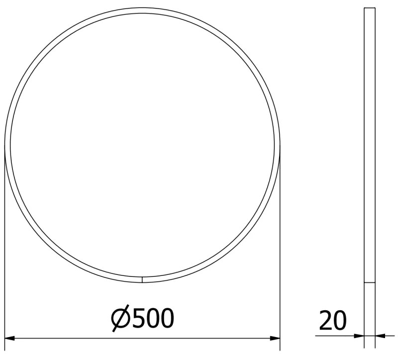 Mexen Loft, okrúhle kúpeľňové zrkadlo 50 cm, farba rámu čierna matná, 9850-050-050-000-70
