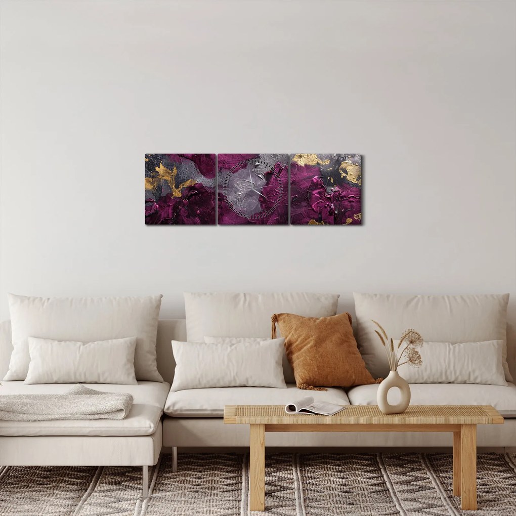 Obraz - Textúrovanie abstrakcie (s hodinami) (90x30 cm)