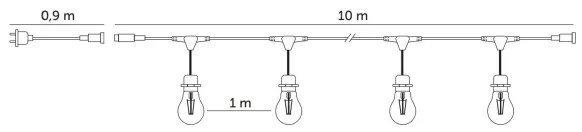LED Vonkajšia dekoračná reťaz BAJA ST64 10xE27/1W/230V 10,9m IP44 teplá biela
