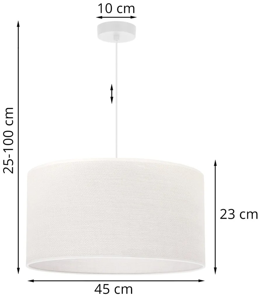 Závesné svietidlo Juta, 1x biele jutové tienidlo, (fi 45cm), w