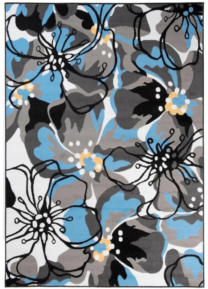 Kusový koberec PP Veľké kvety modrý 200x300cm