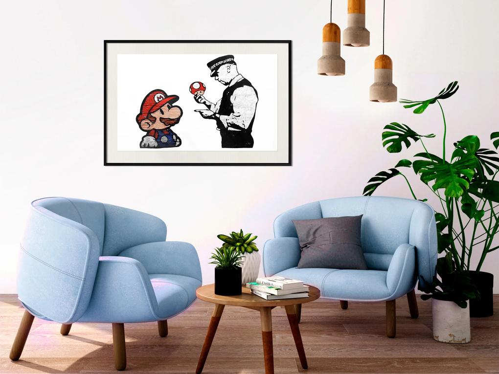 Artgeist Plagát - Banksy: Mushroom Picker [Poster] Veľkosť: 90x60, Verzia: Čierny rám