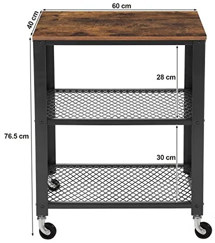 VASAGLE Kuchynský odkladací stolík hnedý 60x40 cm