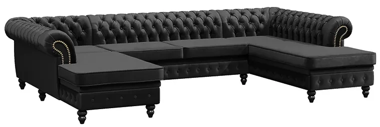 PROXIMA.store - Luxusná sedačka CHESTERFIELD LONG U FARBA NÔH: čierna, DRUH LÁTKY: TORRE - 17, FARBA OZDOBNÝCH ŠPENDLÍKOV: barok