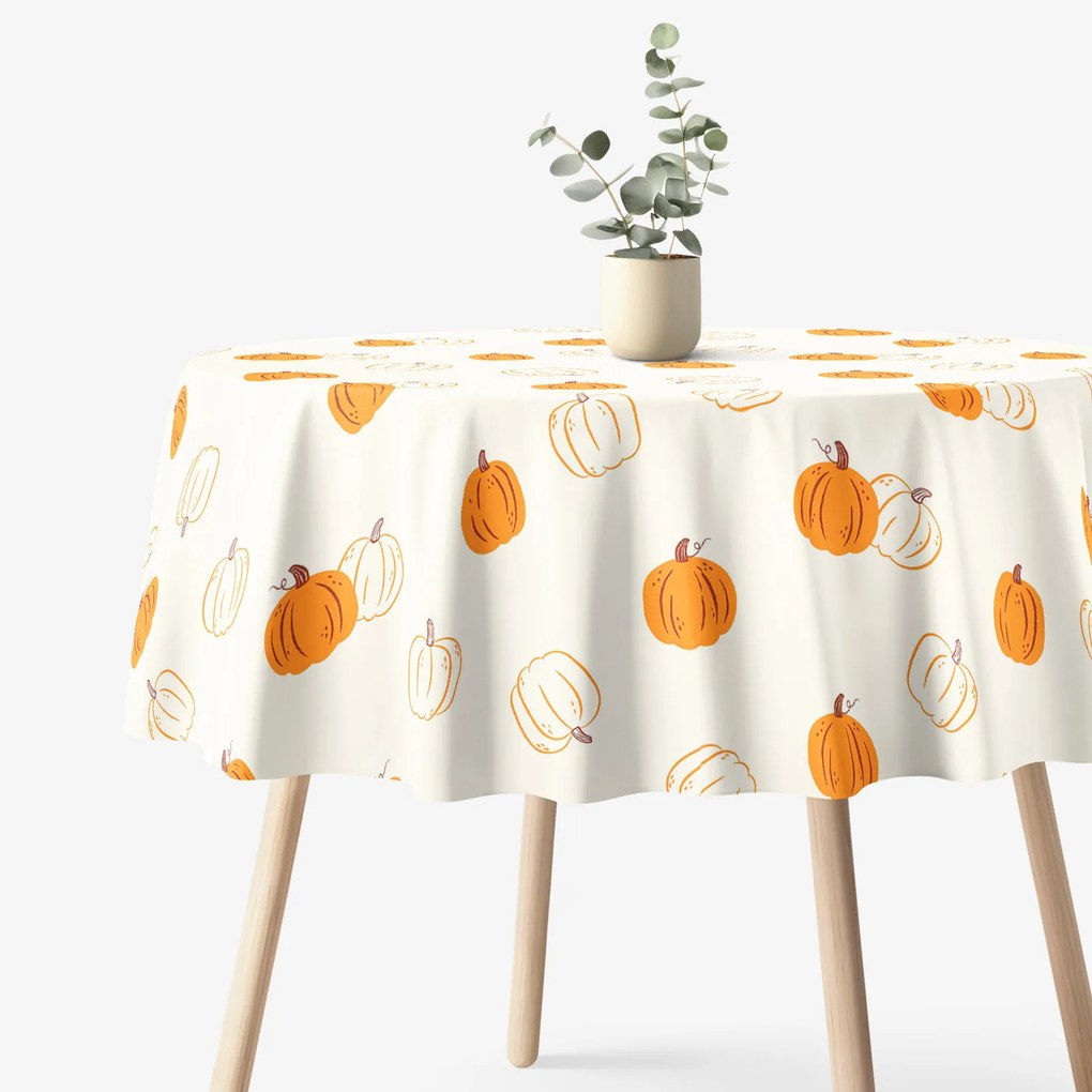 Goldea okrúhly obrus 100% bavlnené plátno - jesenné tekvice Ø 120 cm