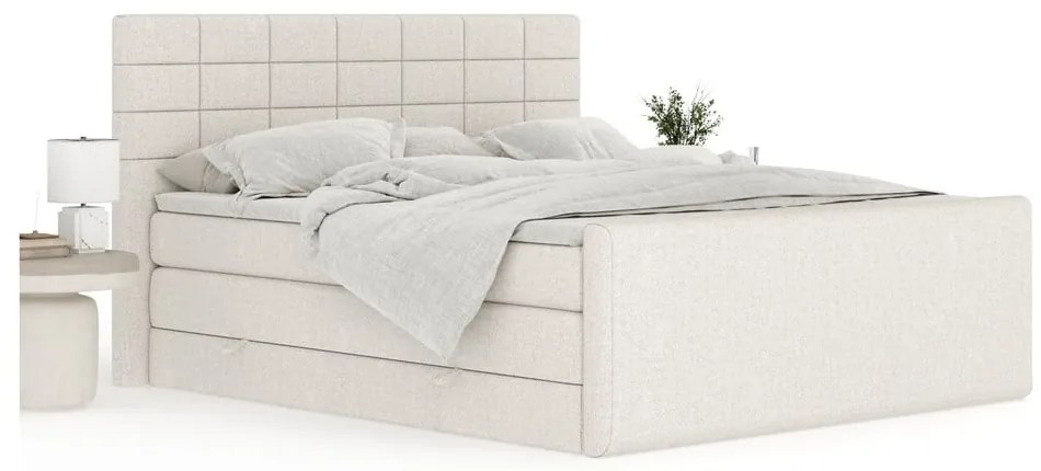 Béžová boxspring posteľ s úložným priestorom 200x200 cm Ava – Maison de Rêve