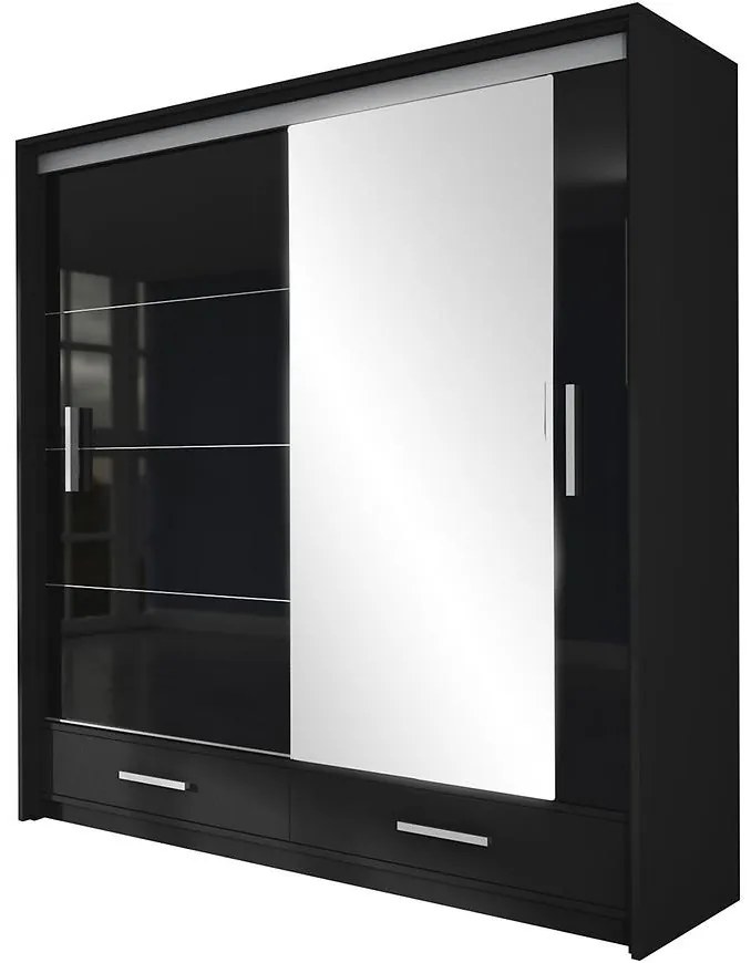 Skriňa Marsylia 203 čierna lesklá/čierna