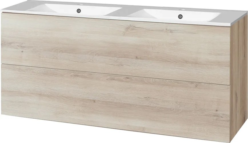Mereo, Mereo Aira, kúpeľňová skrinka s keramickým umývadlom 121 cm, dub Kronberg, MER-CN723