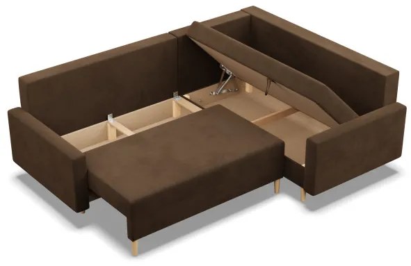Rohová rozkladacia sedačka BLANK Comfort pravá, hnedá