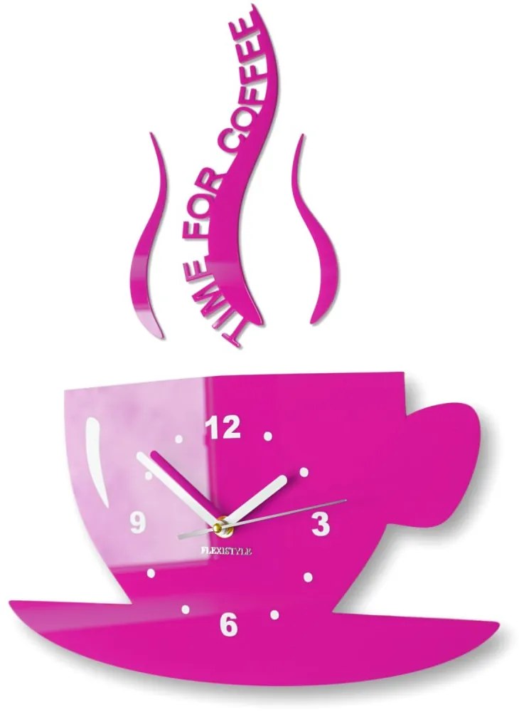Nástenné hodiny Time for coffee ružová