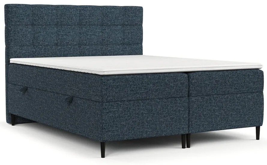 Tmavomodrá boxspring posteľ s úložným priestorom 140x200 cm Urbaneo – Maison de Rêve