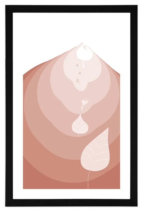 Plagát s paspartou listy odviate vetrom - 30x45 white