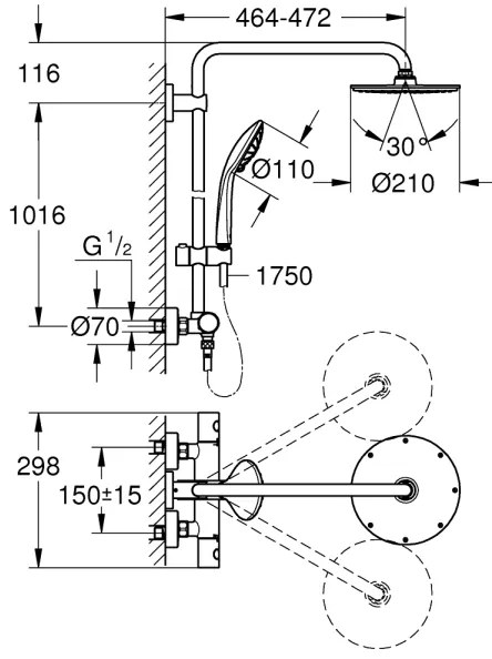 GROHE 27964000 - sprchový systém EUPHORIA 210 mm, lesklý chróm