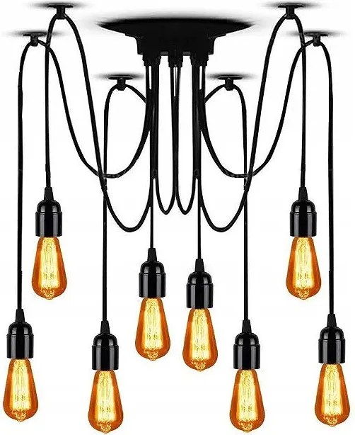 Toolight - Stropná lampa Spider 8xE27, čierna, OSW-00018