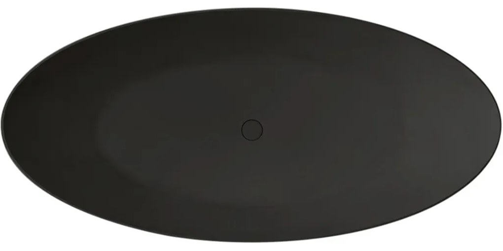 Cerano Emilia, voľne stojaca vaňa z liateho mramoru 180x85cm, čierna matná, CER-CER-417539