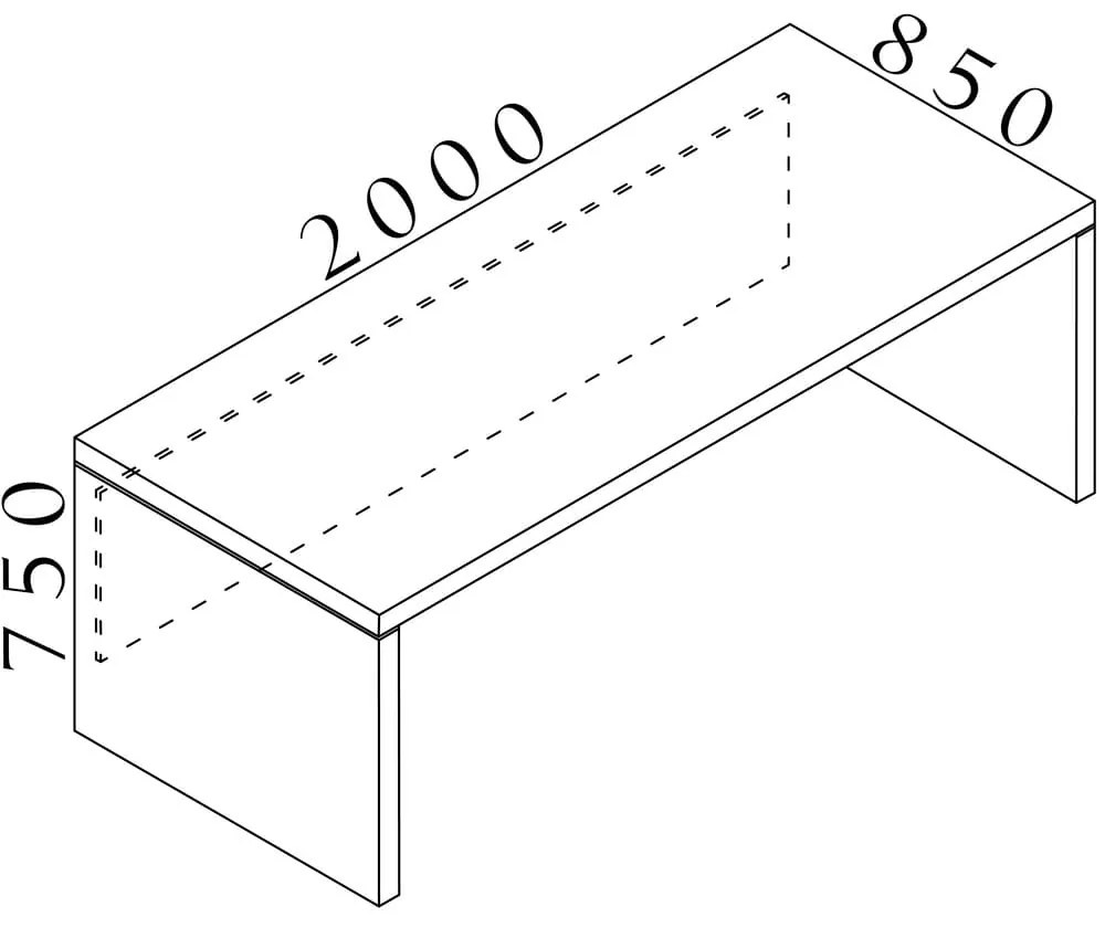Stôl Lineart 200 x 85 cm, brest tmavý