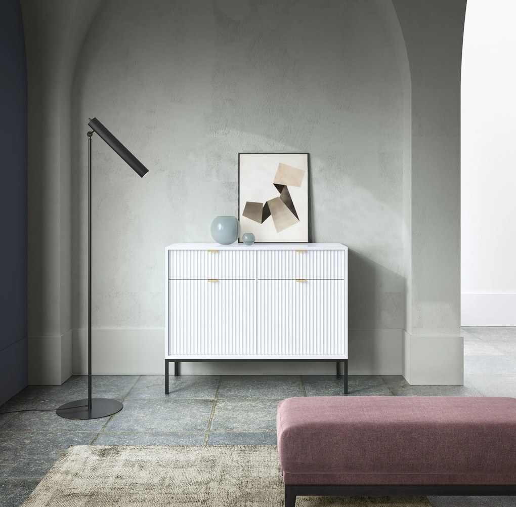 Komoda Nova 104 cm so zásuvkami biela/čierna