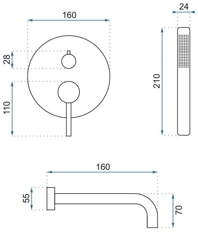 Rea Lungo, podomietková vaňová batéria s ručnou sprchovou sadou + BOX, medená matná, REA-B4568