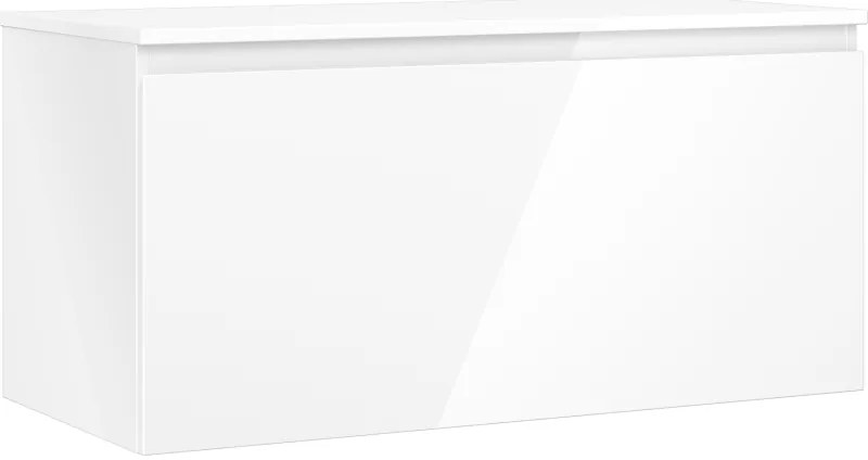 Mexen Orio, kúpeľňová skrinka 100 cm s hornou časťou, 1 zásuvka, biela lesklá, 91A10-10047-1-BFC00