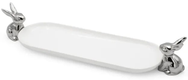 Dekoratívny podnos EASTER 157 biely / strieborný